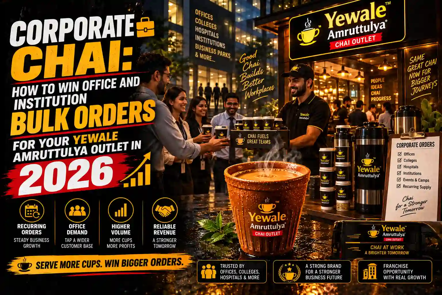 Corporate Chai: How to Win Office and Institution Bulk Orders for Your Yewale Amruttulya Outlet in 2026